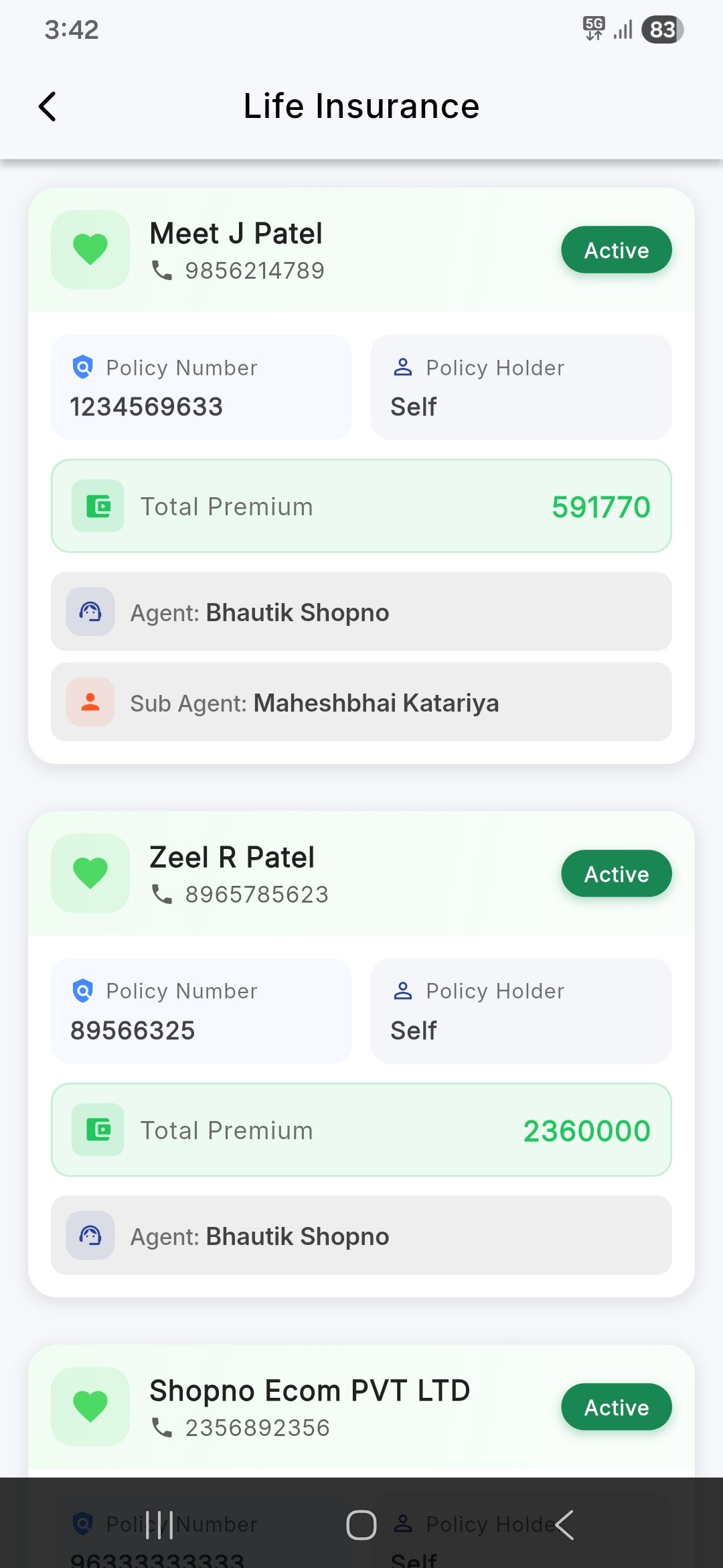 Agent App Screen
